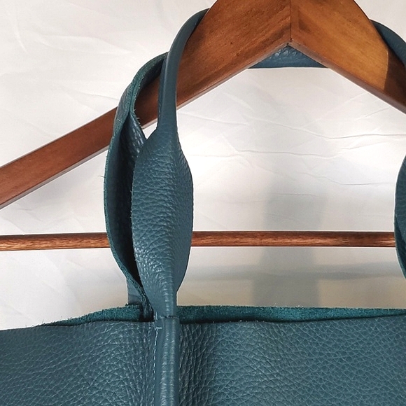 Eileen Fisher Teal Pebbled Leather Tote - Picture 4 of 11